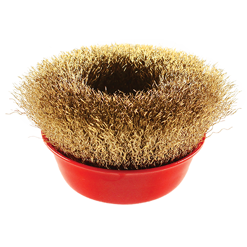 Abracs crimped cup wire brush — official supplier range photograph; size as listed