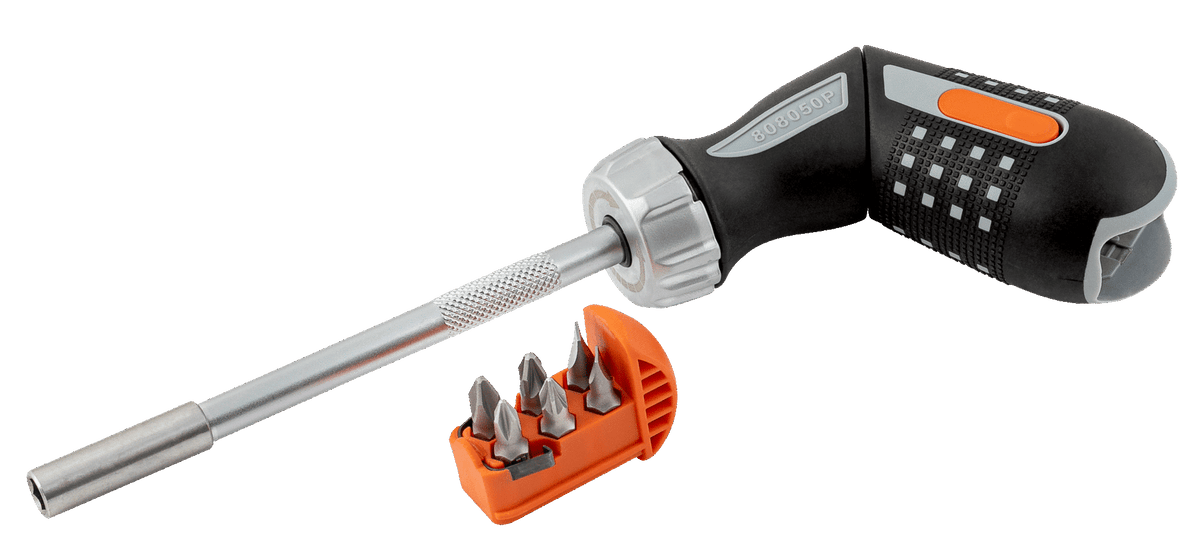 BAHCO PISTOL RATCHET SCREWDIVER + 6 BITS 808050P — official Bahco product photograph