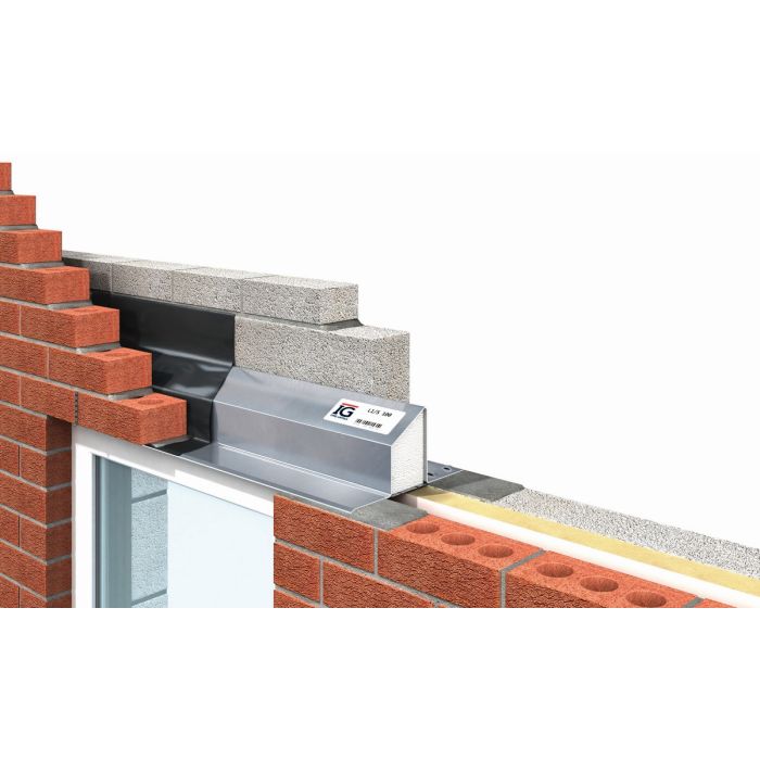 IG L1/S 100 steel cavity lintel, supplier range illustration shown installed; dimensions vary by ordered length.