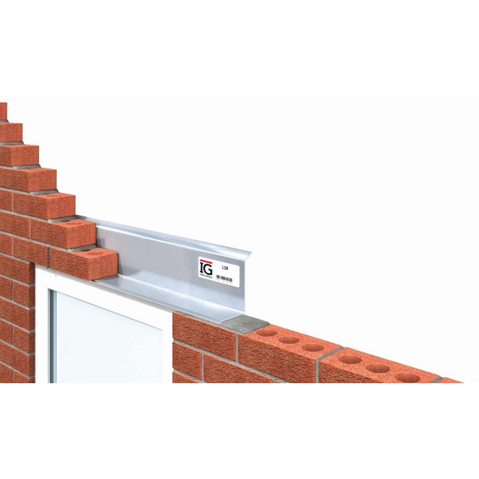 IG L10 lintel supplier range illustration shown installed; dimensions vary by ordered length.