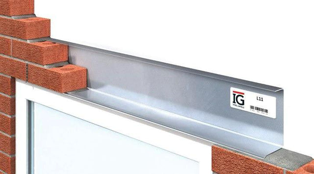 IG L11 lintel supplier range illustration shown installed; dimensions vary by ordered length.