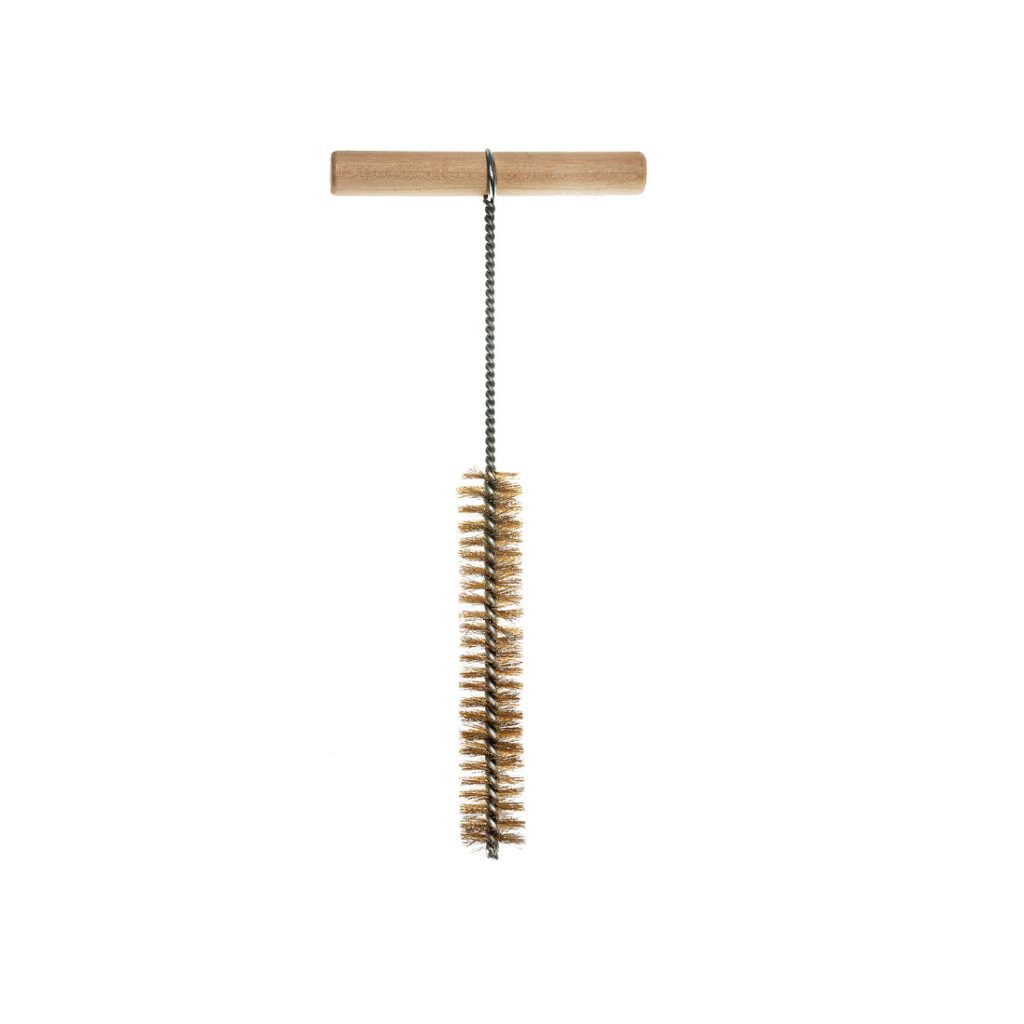 JCP round wire hole-cleaning brush with wooden T handle — representative range image; brush diameter varies by product