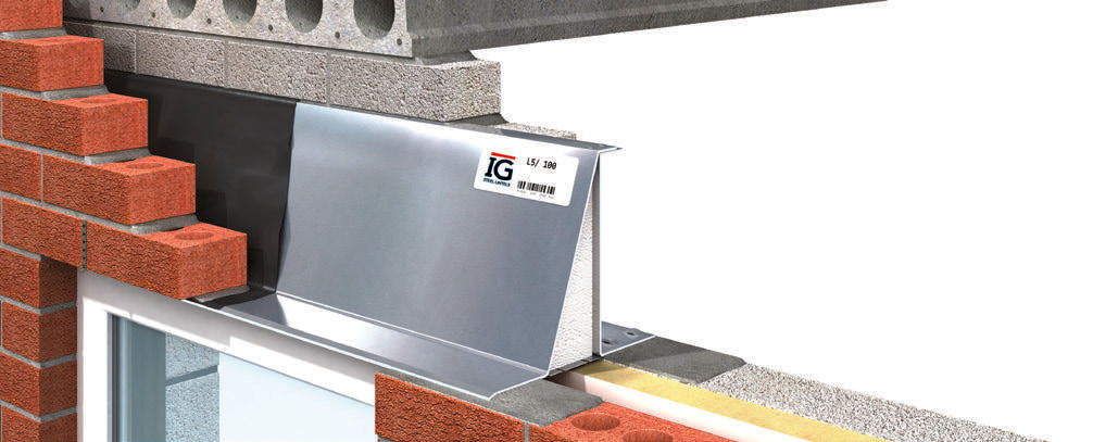 IG L5/100 steel lintel – representative range installation illustration; dimensions vary by selected product.