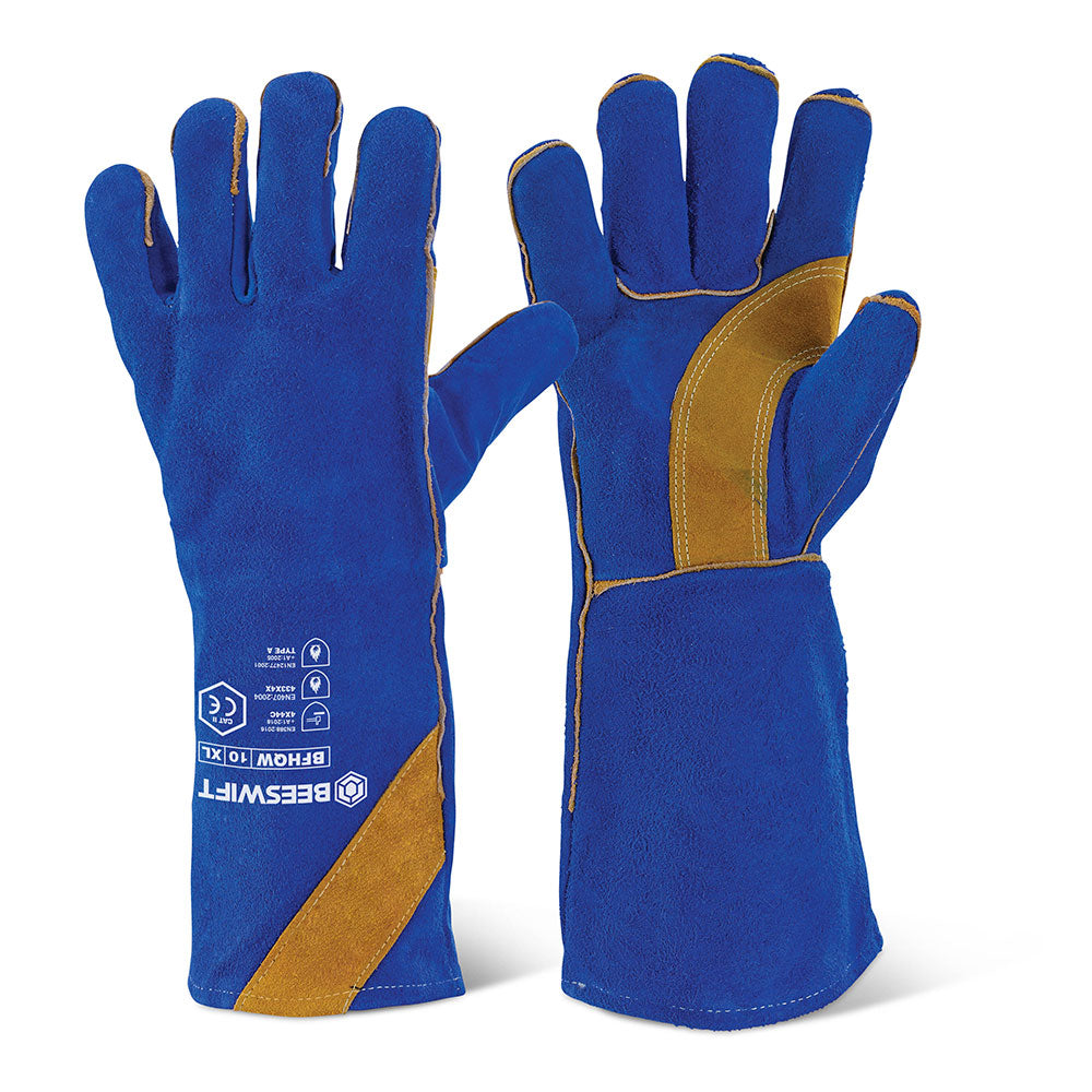 CAT2 Blue Gold HQ Welders Gauntlet PER PAIR BFHQWN