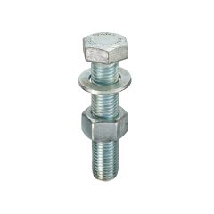 Grade 8.8 ISO 4017 assembled setscrew, nut and washer, BZP — representative range photograph
