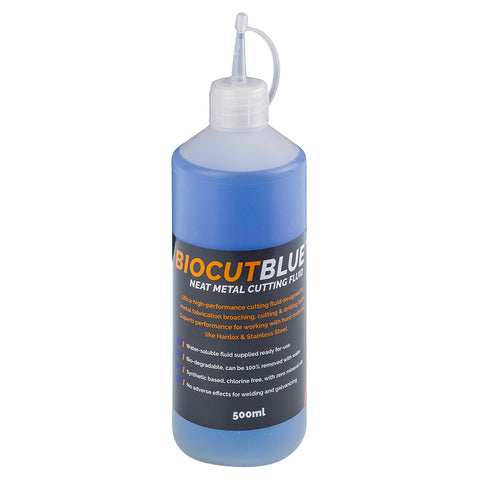 BioCut Blue Neat Metal Cutting Oil - 500ml (704010) — official supplier product photograph; dimensions as listed.