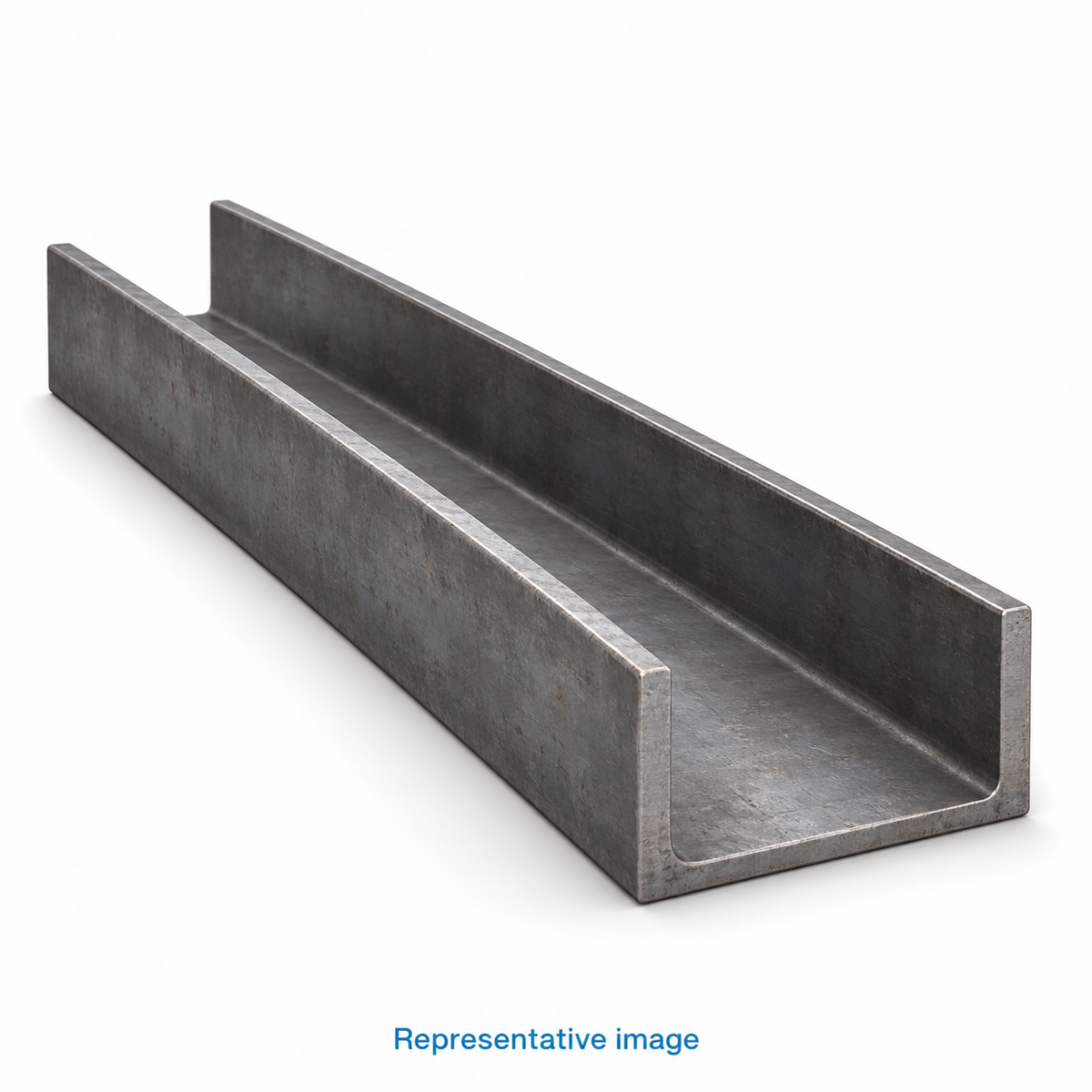 Representative steel open U channel with exposed U shaped end; size and specification vary — see product details