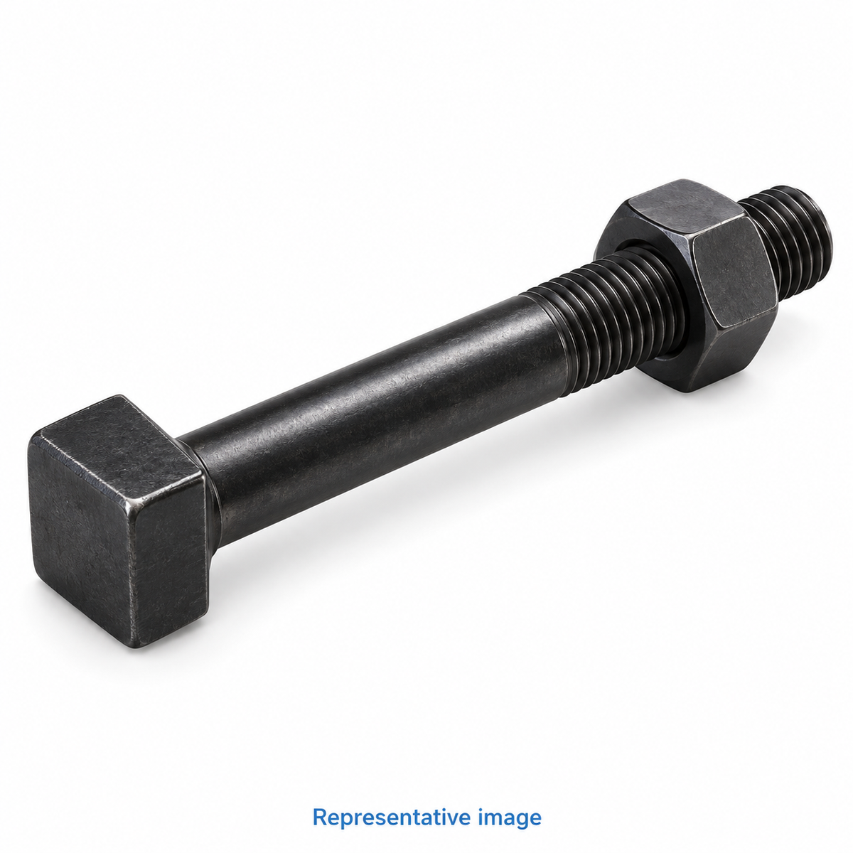 Representative long square-head holding-down bolt with partly threaded shank and hex nut; size and specification vary — see product details