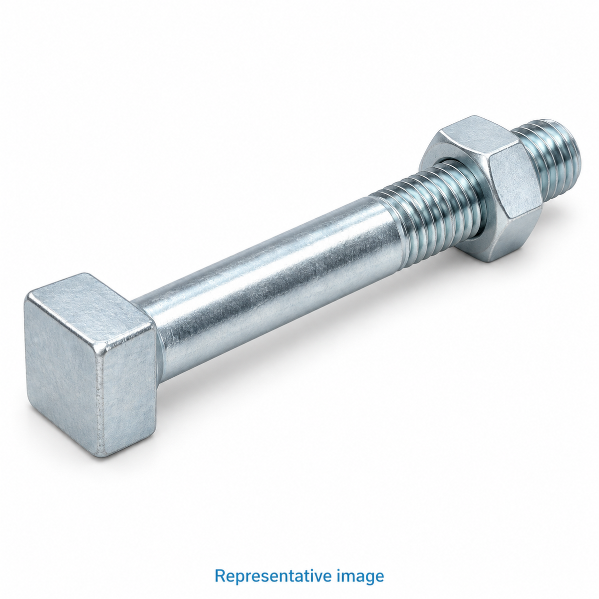 Representative long square-head holding-down bolt with partly threaded shank and hex nut; size and specification vary — see product details