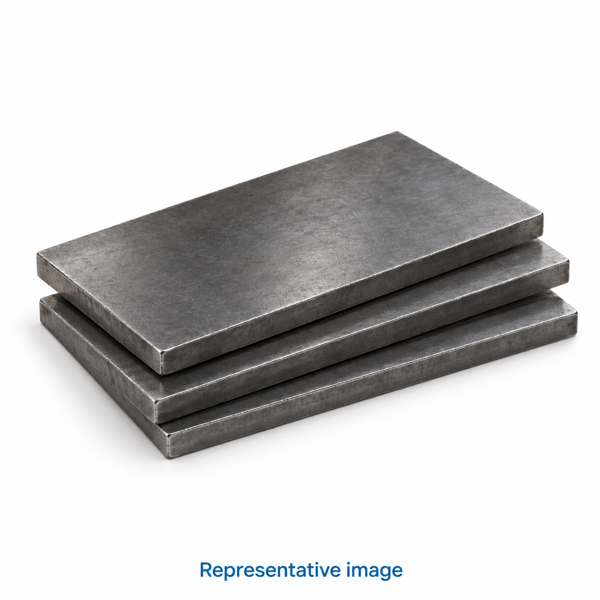 Representative three small plain rectangular steel shim plates in a tidy stack; size and specification vary — see product details