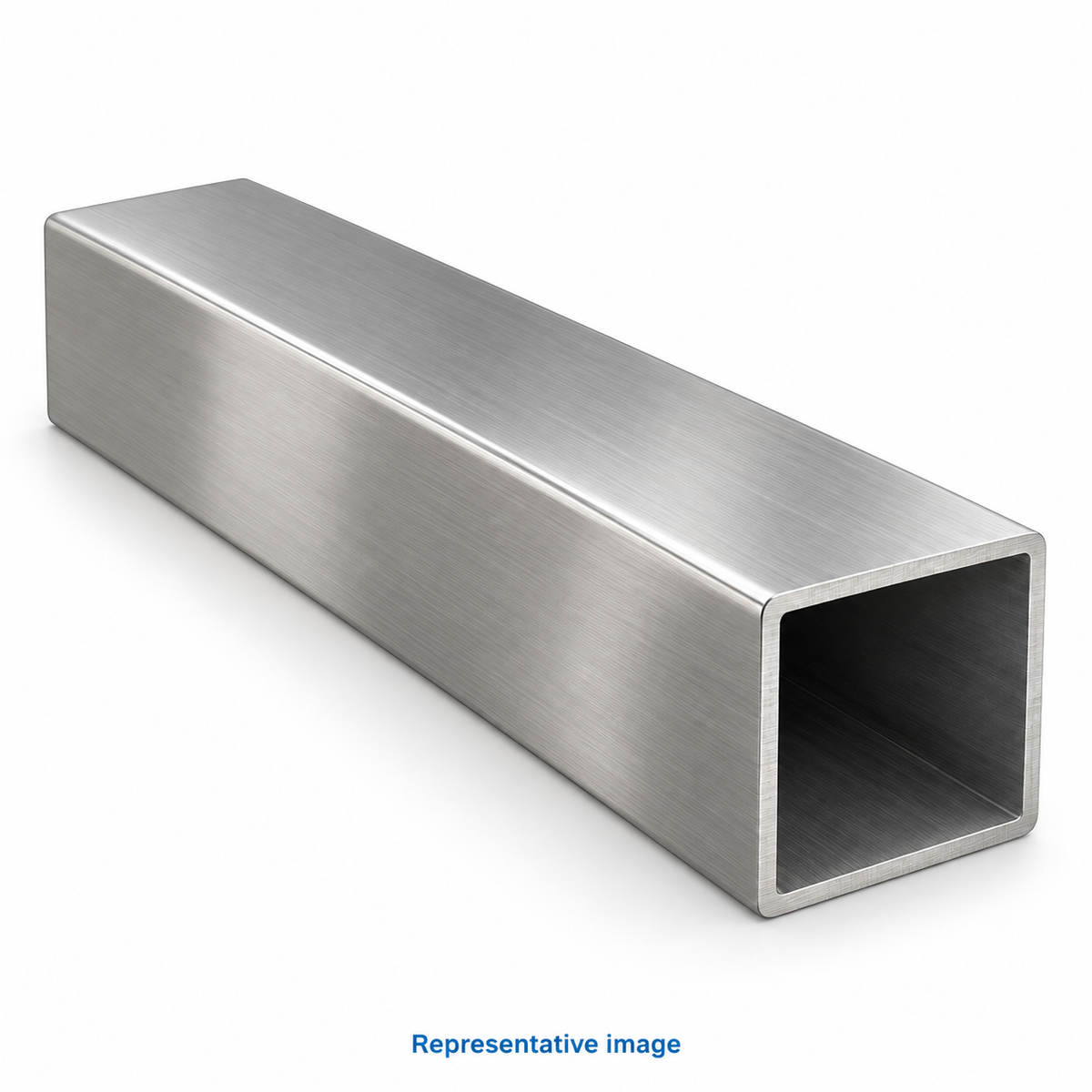 Representative square hollow tube with visible open square end; size and specification vary — see product details