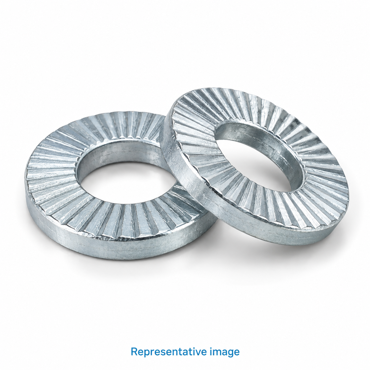 Representative pair of wedge locking washers with radial serrations, one slightly tilted; size and specification vary — see product details
