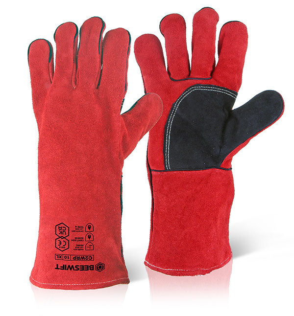 Beeswift Red Welders Gauntlet 14" Reinforced Palm C2WRPN — representative product photo