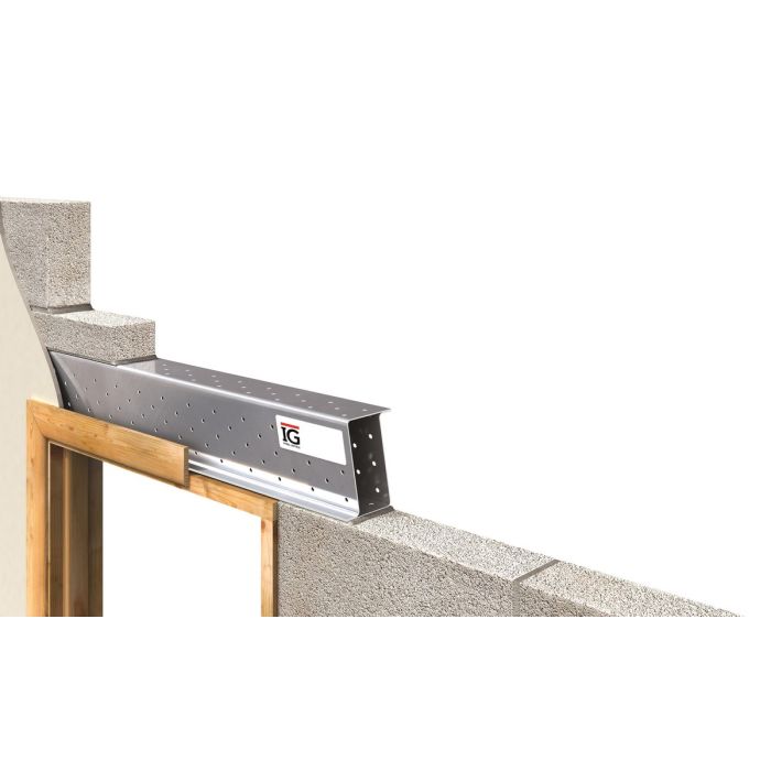 IG BOX 140 steel lintel – representative range installation illustration; dimensions vary by selected product.