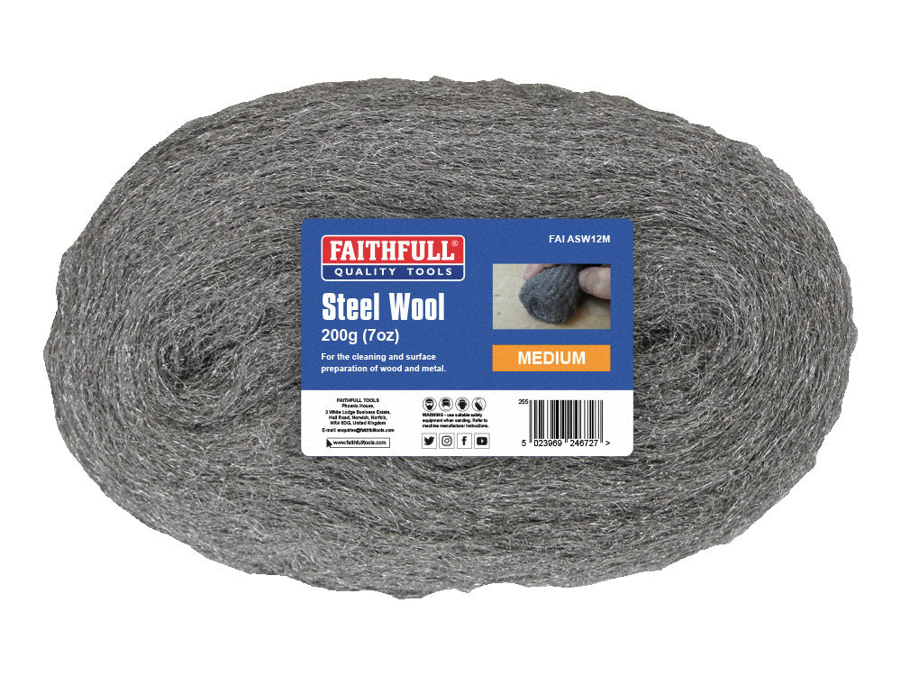 FAI/FULL STEEL WOOL (200G) MEDIUM FAIASW12M — official Faithfull product photograph