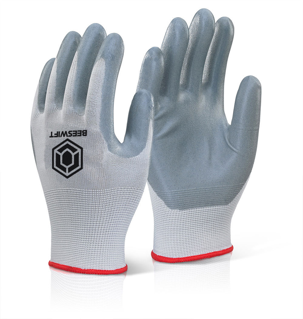 Nitrile Foam Poly Glove Grey Pk10 XL 10EC6NGYXL
