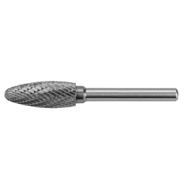 HMT Uncoated TCT Flame Burr 12 x 31mm Standard 6mm Shank Double Cut Bright Finish 76mm Total Length 402150-0120