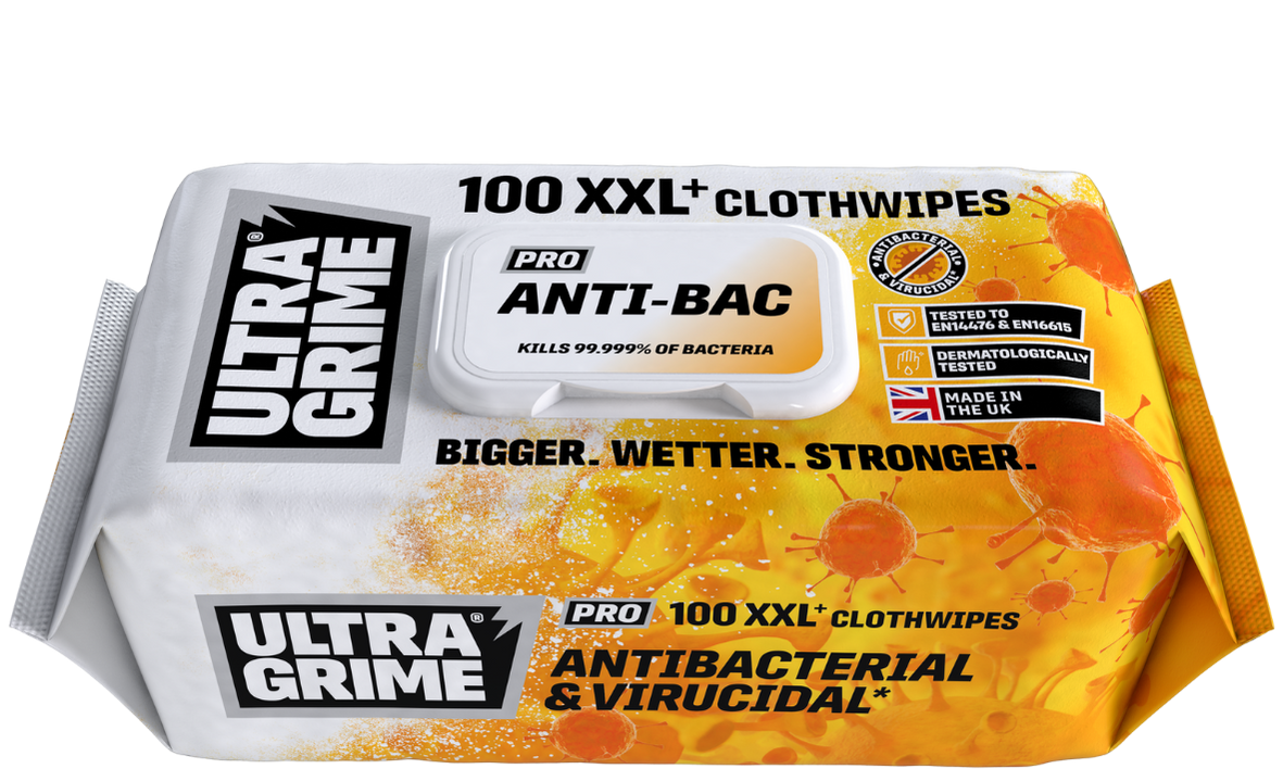 Ultragrime 5930 anti Bacterial wipes - pack of 100 YELLOW