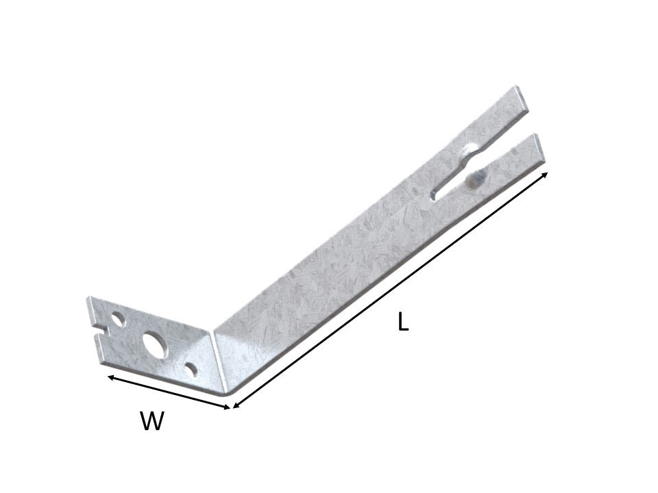 Representative supplier range image; size and pack quantity as listed. FISH TAIL FRAME CRAMP GALV GFC/150