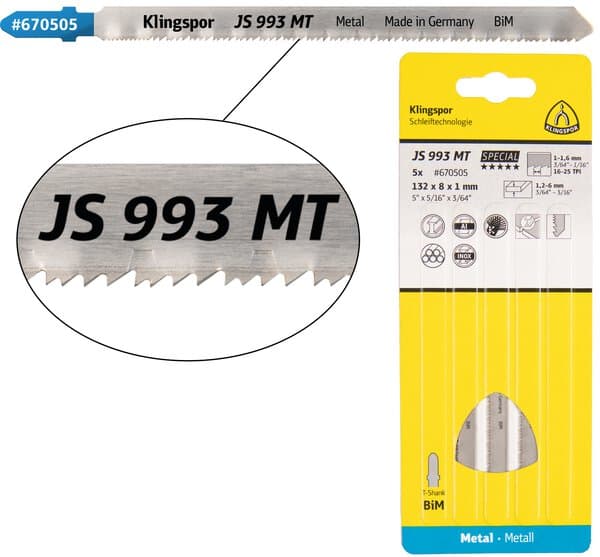Klingspor JS 993 MT 670505 jigsaw blade and five-blade pack