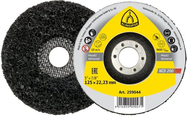 Klingspor NCD 200 cleaning wheel - representative manufacturer range image; size and grit vary