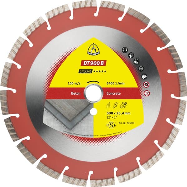 Klingspor DT900B 300 x 20mm Cured Concrete , reinforced 325078 Diamond Titanium Coated — representative photograph; dimensions and quantity as listed