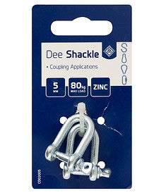 CD02006 BX10(X2) BZP DEE SHACKLES 6MM — representative pack photograph; size and quantity as listed