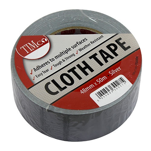 Timco Black cloth tape SILVER 48MM X 50M CTSILVER