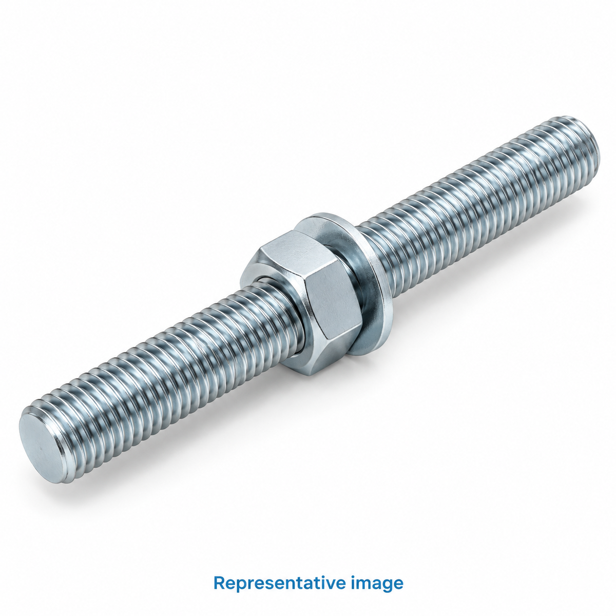 Representative straight fully threaded anchor stud with nut and washer; size and specification vary — see product details
