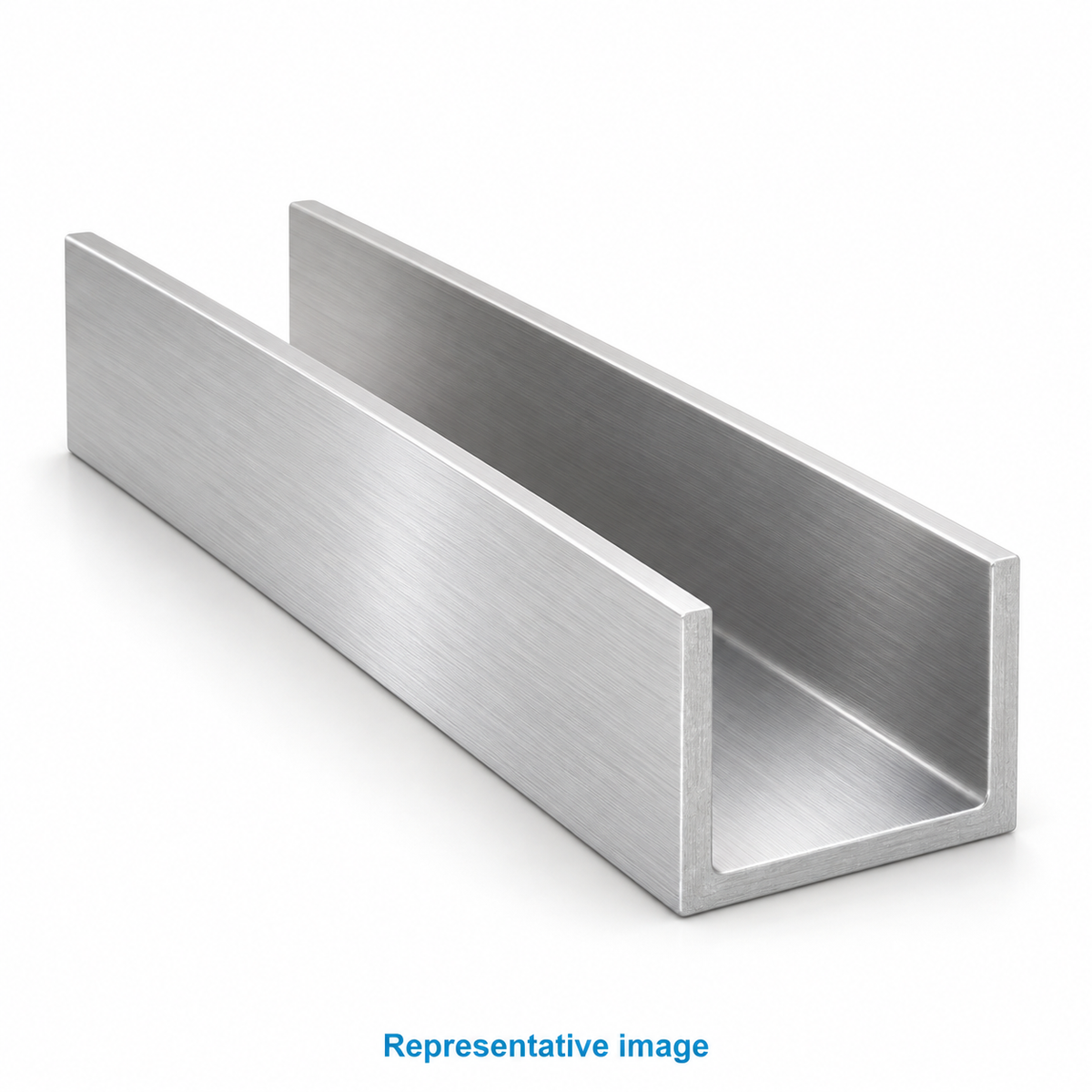 Representative steel open U channel with exposed U shaped end; size and specification vary — see product details