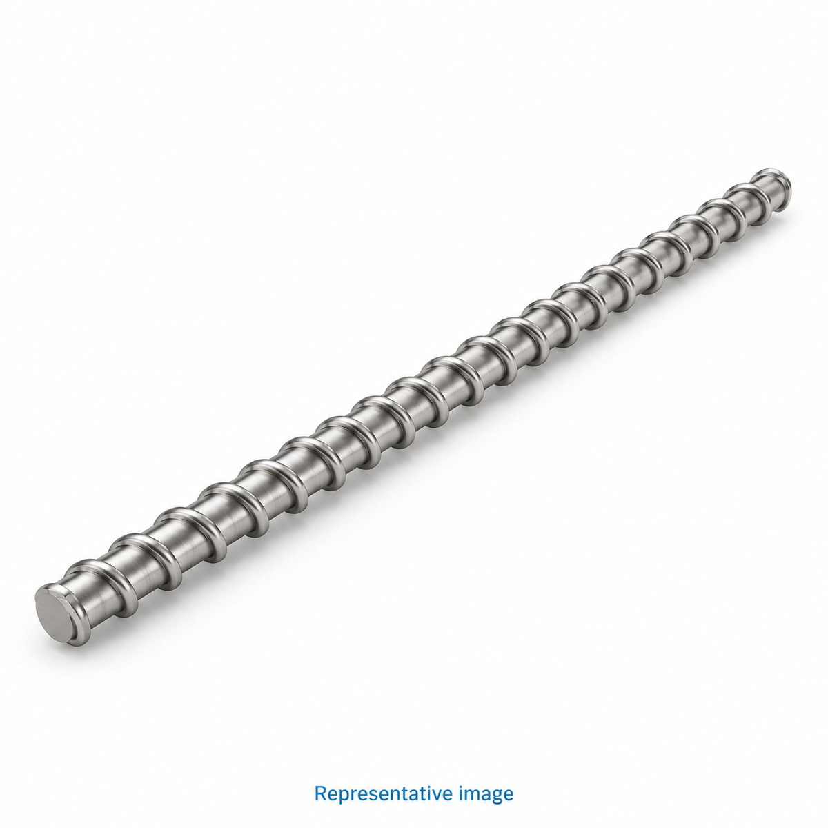 Representative long stainless steel helical crack stitching rod, continuous spiral ribs; size and specification vary — see product details