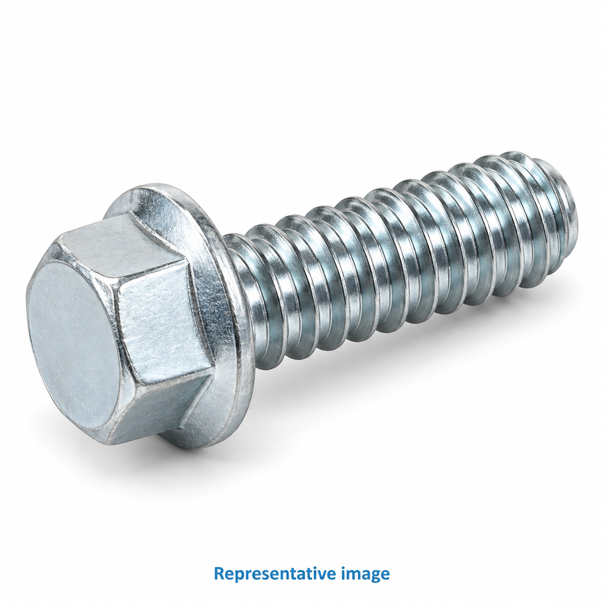 Representative hexagonal flange head thread-forming machine screw, parallel coarse threaded shank; size and specification vary — see product details
