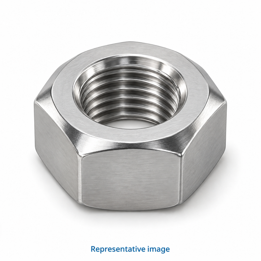 Representative standard hexagonal full nut with threaded circular opening; size and specification vary — see product details