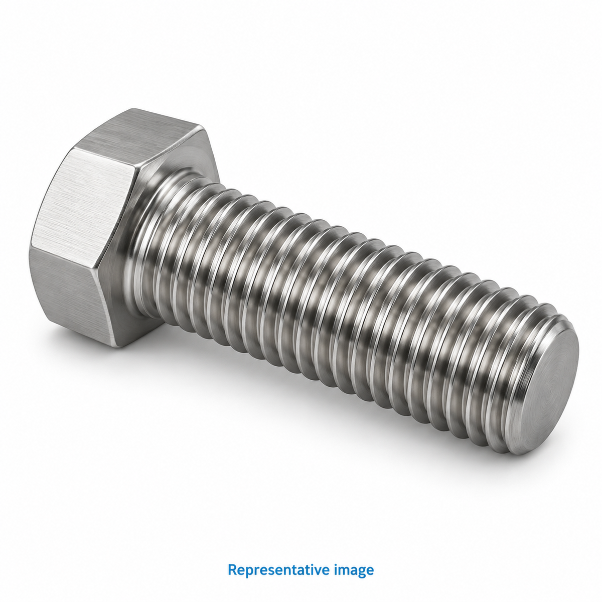 Representative fully threaded hexagonal head set screw, flat end; size and specification vary — see product details