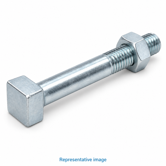 Representative long square-head holding-down bolt with partly threaded shank and hex nut; size and specification vary — see product details