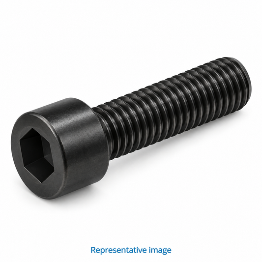 Representative socket cap screw, cylindrical head with recessed hexagonal socket, parallel threaded shank, flat end; size and specification vary — see product details