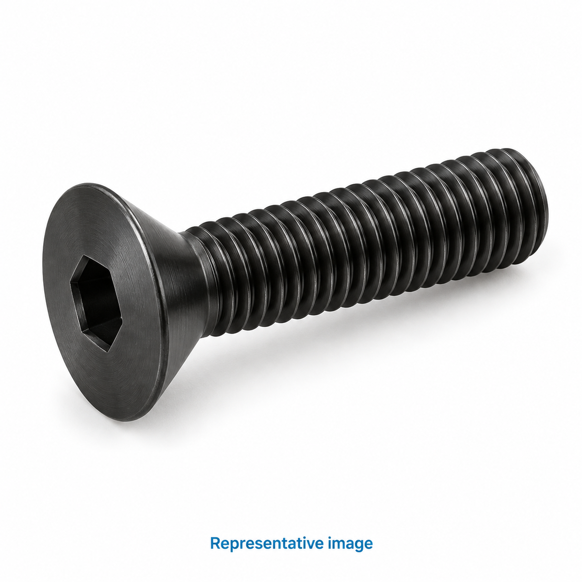 Representative socket countersunk screw, flat conical head with recessed hexagonal drive, parallel fully threaded shank; size and specification vary — see product details