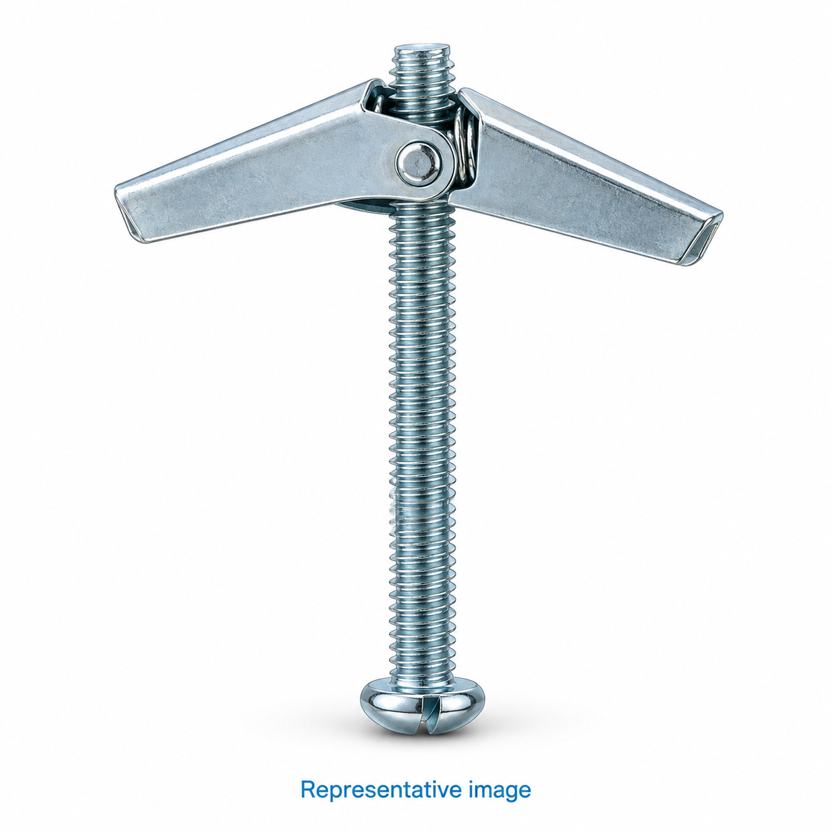 Representative long machine screw with spring-loaded folding metal toggle wings; size and specification vary — see product details