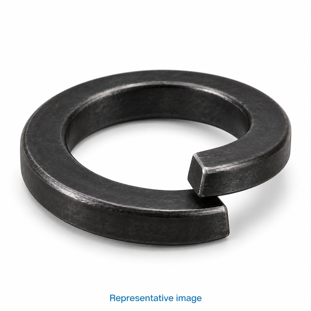 Representative split helical spring washer, clearly visible split and raised overlapping ends; size and specification vary — see product details