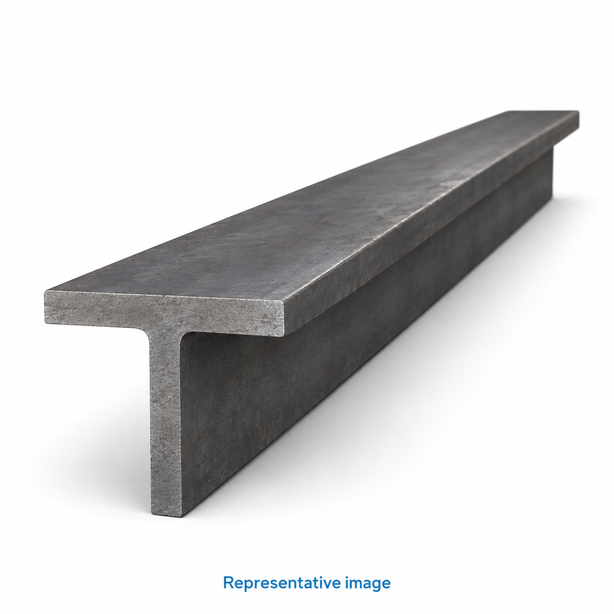 Representative steel T-section, clear T shaped exposed end; size and specification vary — see product details