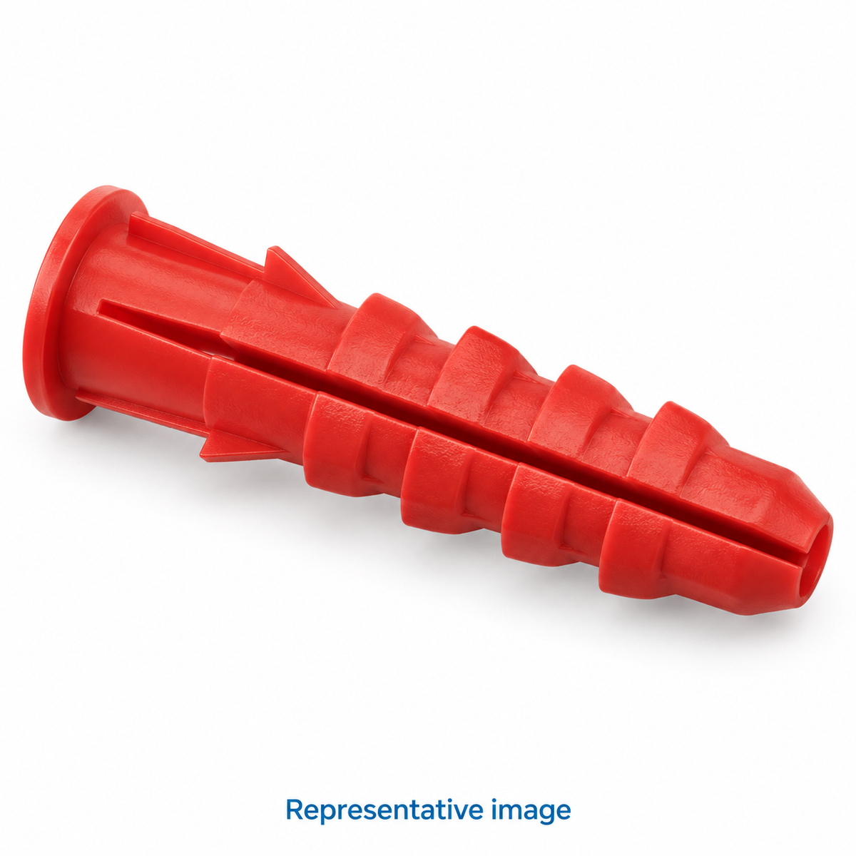 Representative ribbed plastic wall plug with longitudinal expansion split; size and specification vary — see product details