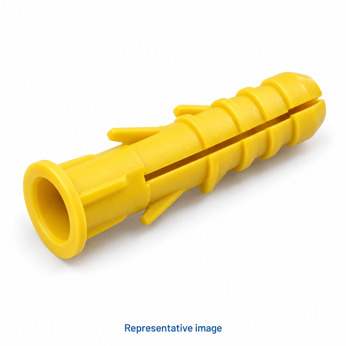 Representative ribbed plastic wall plug with longitudinal expansion split; size and specification vary — see product details
