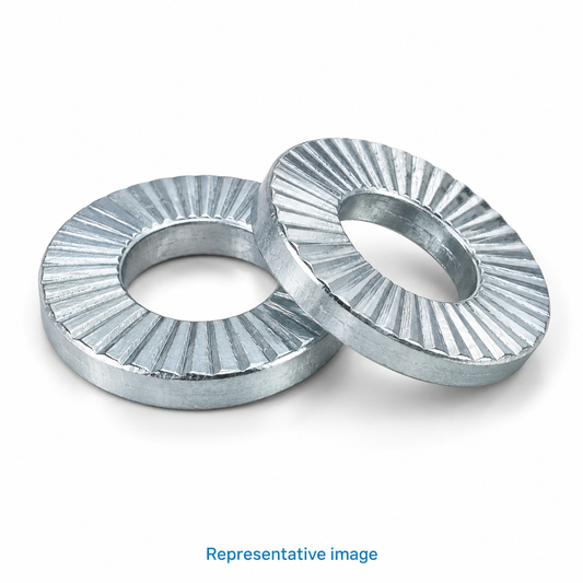 Representative pair of wedge locking washers with radial serrations, one slightly tilted; size and specification vary — see product details
