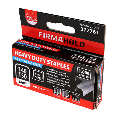 TIMCO STAPLES 8MM ST/STEEL BOX 1000 T50 — official TIMCO product photograph