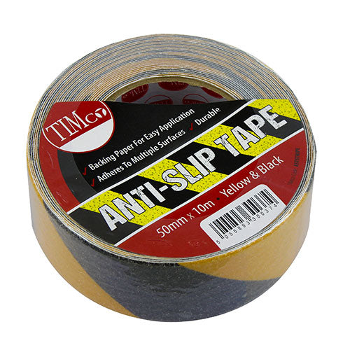 Timco Anti-Slip Hazzard Tape yellow & Black 10m x 50mm — official TIMCO product photograph