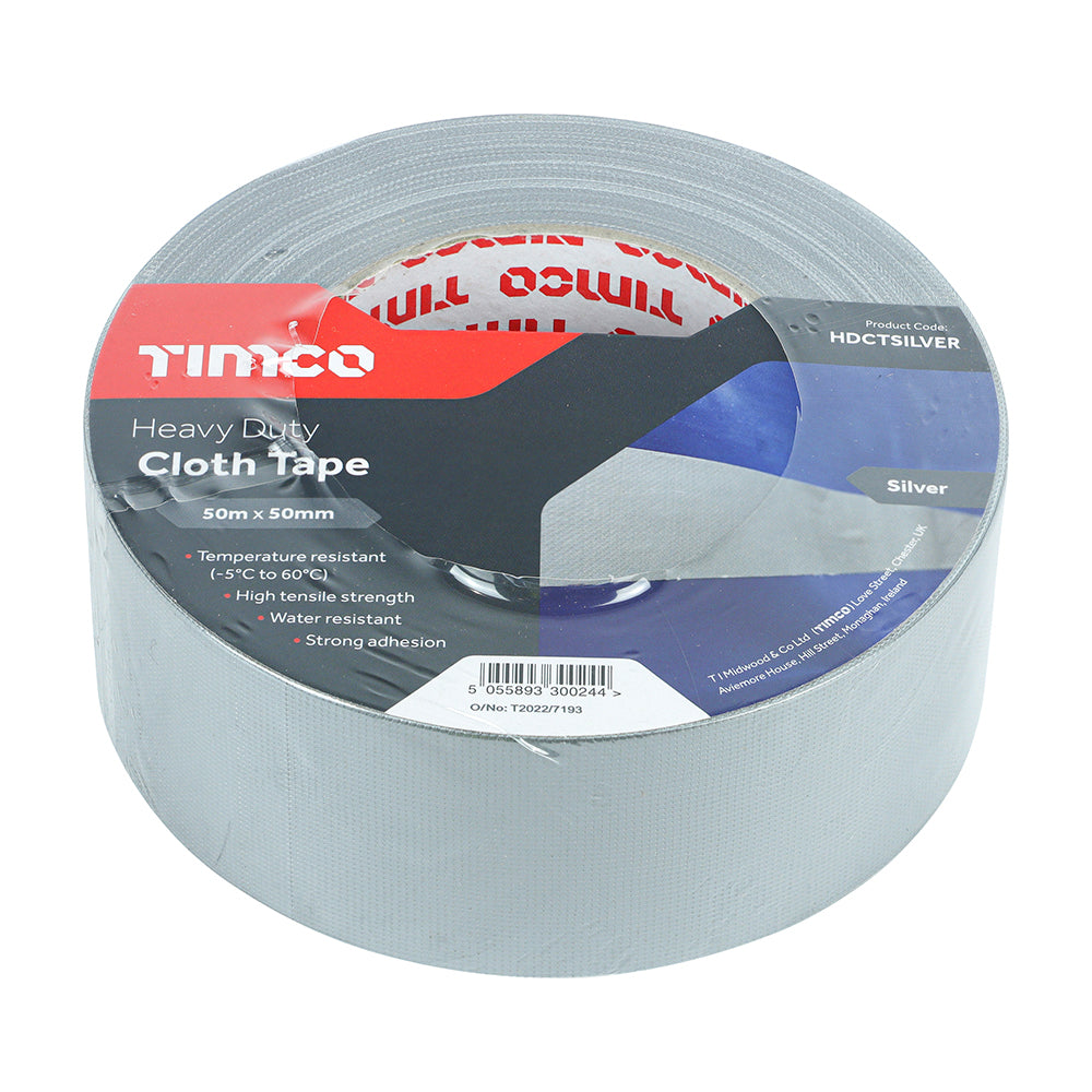 Timco Heavy Duty cloth tape 50m x 50mm — official TIMCO product photograph