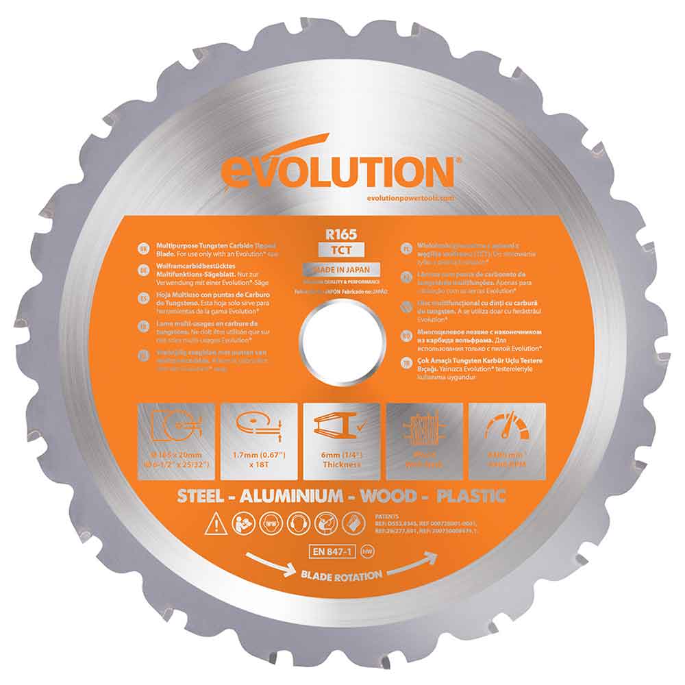 EVLR165T18CS Multi-Material Saw Blade 165 x 20mm x 18T r165TCT-18CS